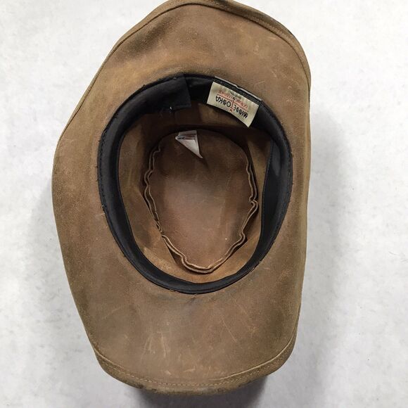 MINNETONKA Leather Stetson Fedora Men L Brown Braid Strap Western Outback - Picture 9 of 12